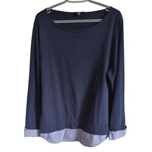 J. Crew Navy Blue Long Sleeve Layered-Hem Blouse